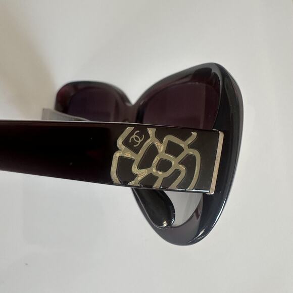 Chanel Sunglasses Womens Brown Oval Gray Gradient Logo Plastic Frame Oversized main image 5